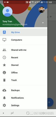 google drive menu design